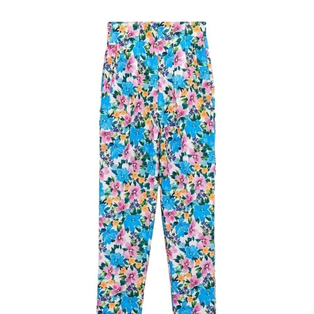 ZARA HIGH-WAIST TROUSERS TURQUOISE SIZE s | 1478/932/402